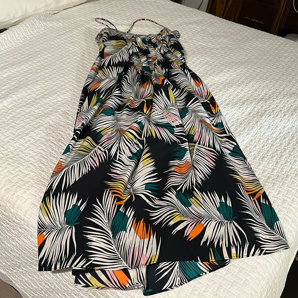 Banana Republic Navy Leaf Pattern Maxi Dress